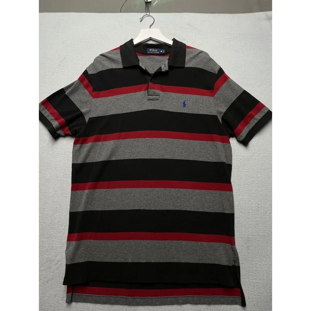 Rare Polo Ralph Lauren‎ XL Striped Polo Shirt Pony Preppy Rugby multi heritage